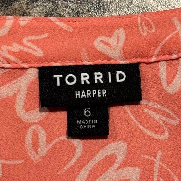 Torrid Top Harper Heart 3/4 Sleeve Coquette Cottagecore Feminine Boho Pink 6 6X - Picture 3 of 6
